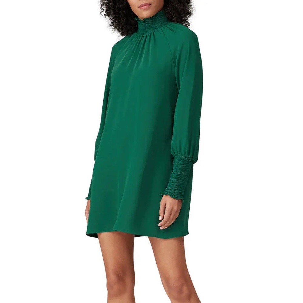 Amanda Uprichard Cilantro Green Long Sleeve Short Shift Dress Size XS Fall!